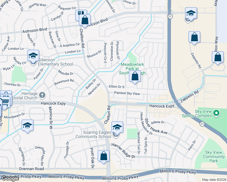 map of restaurants, bars, coffee shops, grocery stores, and more near 4819 Painted Sky View in Colorado Springs