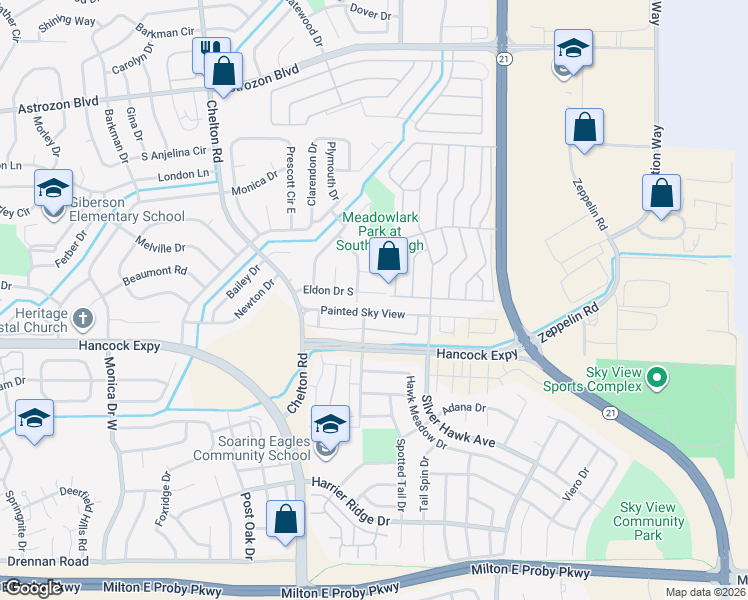 map of restaurants, bars, coffee shops, grocery stores, and more near 4924 Painted Sky View in Colorado Springs