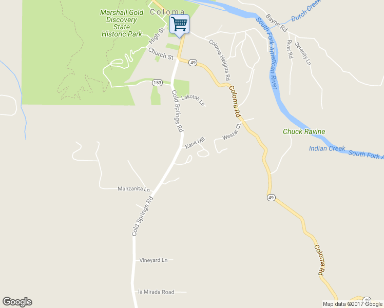 map of restaurants, bars, coffee shops, grocery stores, and more near 581 Cold Springs Road in Placerville
