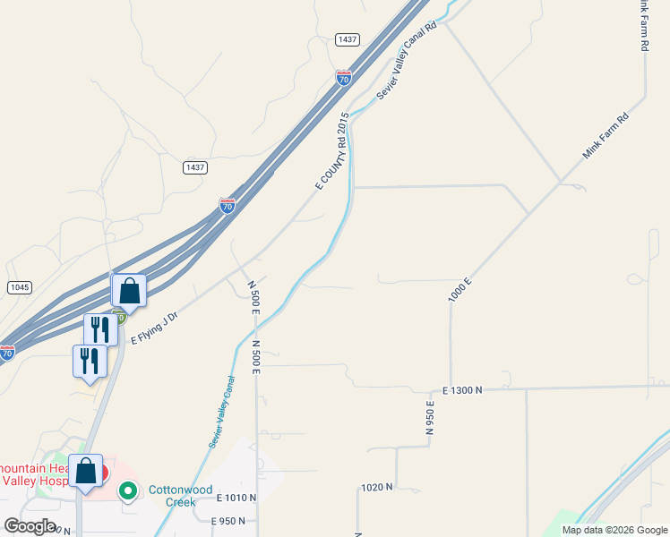 map of restaurants, bars, coffee shops, grocery stores, and more near 1632 Sevier Valley Canal Road in Richfield