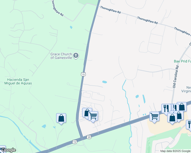 map of restaurants, bars, coffee shops, grocery stores, and more near 7609 James Madison Highway in Gainesville