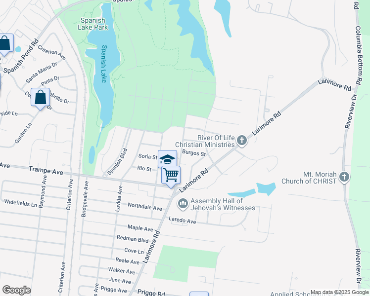 map of restaurants, bars, coffee shops, grocery stores, and more near 12090 Madrid Avenue in St. Louis
