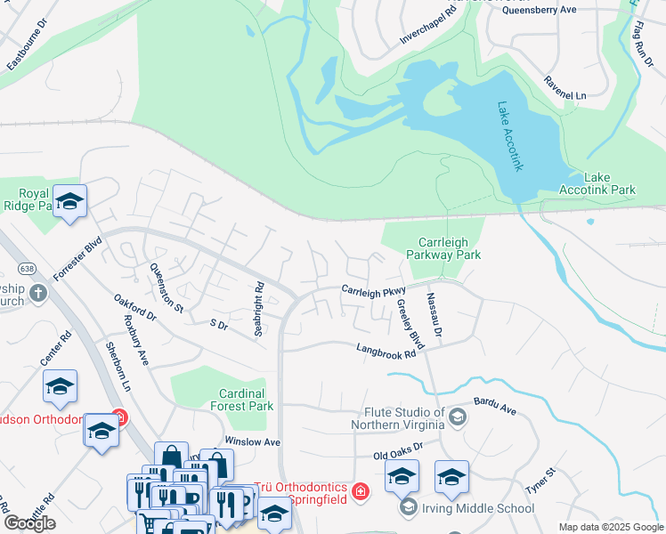 map of restaurants, bars, coffee shops, grocery stores, and more near 5927 Noblestown Road in Springfield