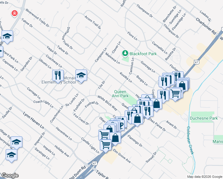 map of restaurants, bars, coffee shops, grocery stores, and more near 7826 Guhman Court in Hazelwood