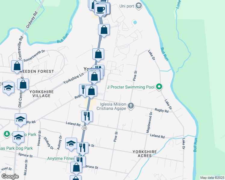 map of restaurants, bars, coffee shops, grocery stores, and more near 7633 Chestnut Street in Manassas