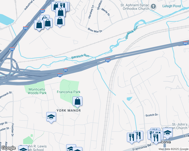 map of restaurants, bars, coffee shops, grocery stores, and more near 6067 Deer Ridge Trail in Springfield