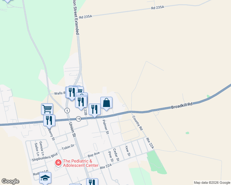 map of restaurants, bars, coffee shops, grocery stores, and more near 1300 Palmer Street in Milton