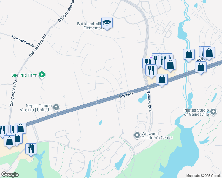 map of restaurants, bars, coffee shops, grocery stores, and more near 14909 Hopewells Landing Drive in Gainesville