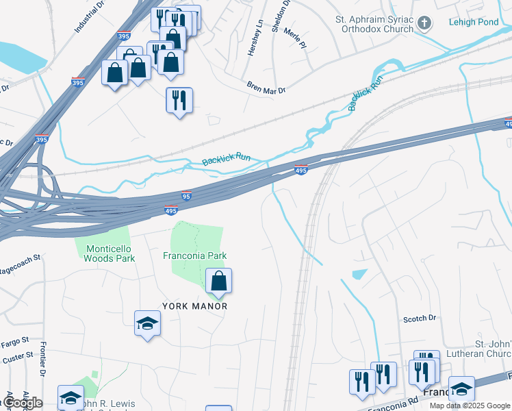 map of restaurants, bars, coffee shops, grocery stores, and more near 6064 Deer Ridge Trail in Springfield