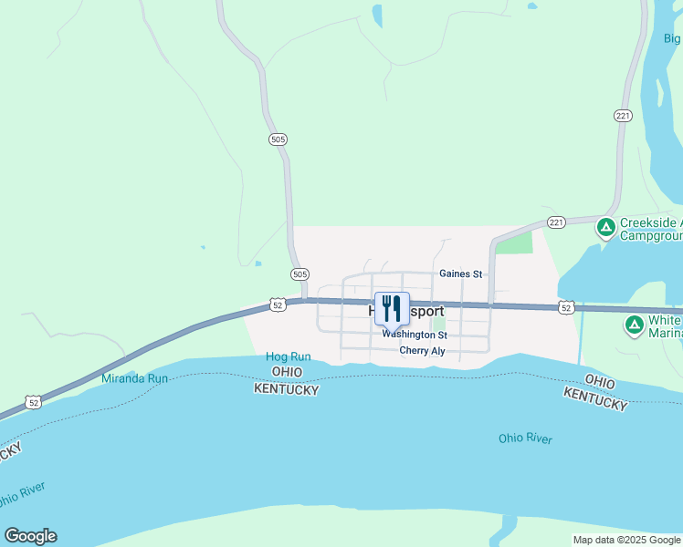map of restaurants, bars, coffee shops, grocery stores, and more near 310 Olive Street in Higginsport