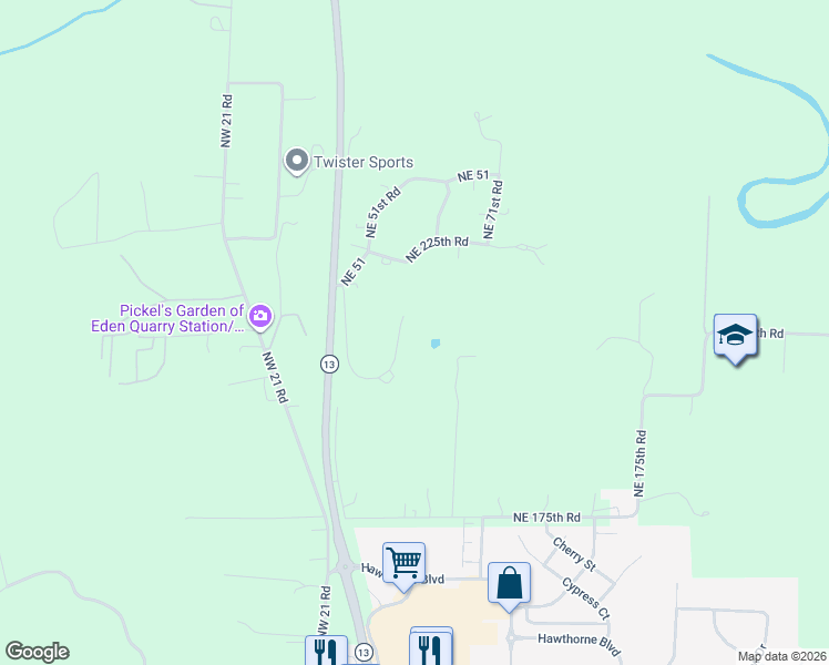 map of restaurants, bars, coffee shops, grocery stores, and more near 213 Northeast 51st Road in Warrensburg