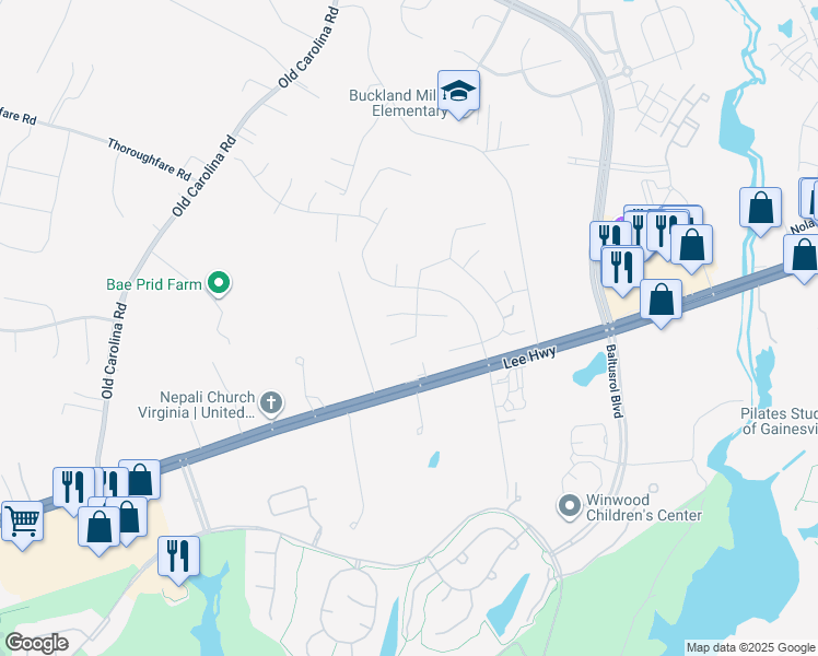 map of restaurants, bars, coffee shops, grocery stores, and more near 7718 Yalta Way in Gainesville