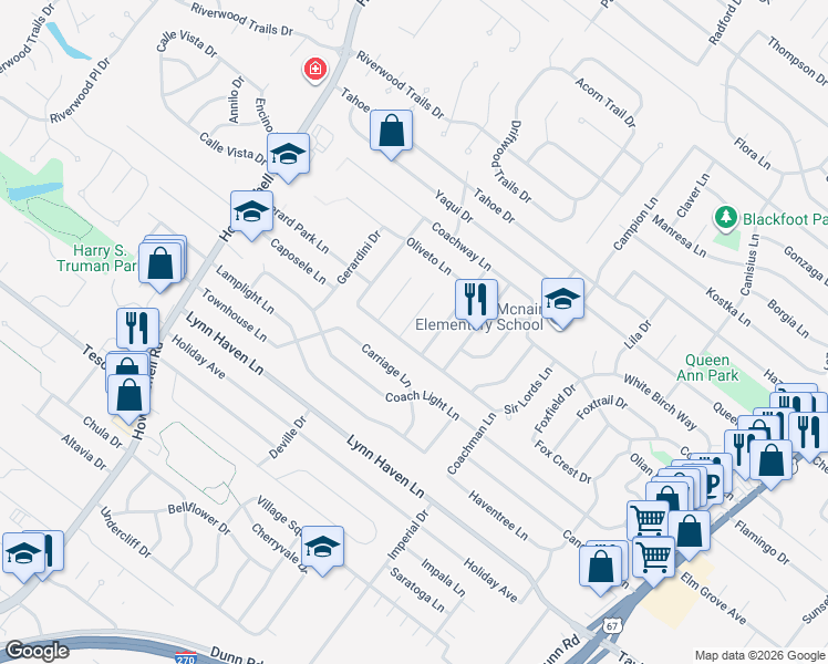 map of restaurants, bars, coffee shops, grocery stores, and more near 7314 Caione Court in Hazelwood