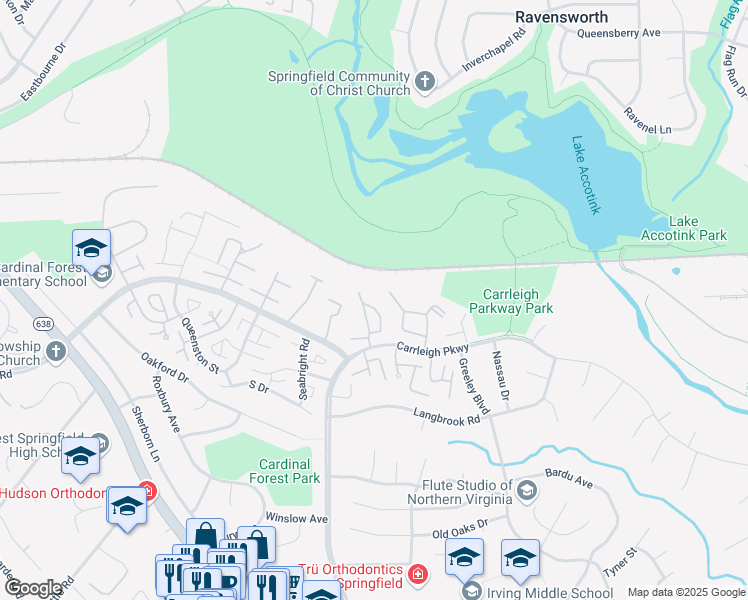 map of restaurants, bars, coffee shops, grocery stores, and more near 5907D Noblestown Road in West Springfield