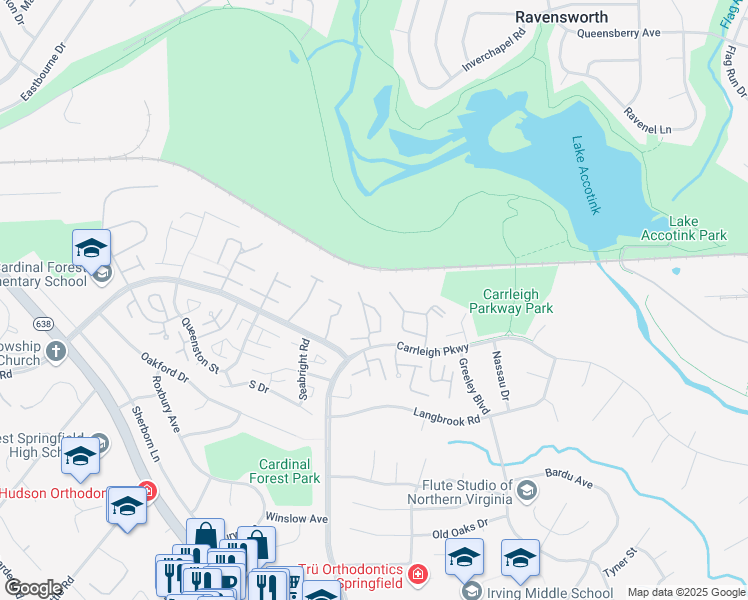 map of restaurants, bars, coffee shops, grocery stores, and more near 5905 Noblestown Road in Springfield