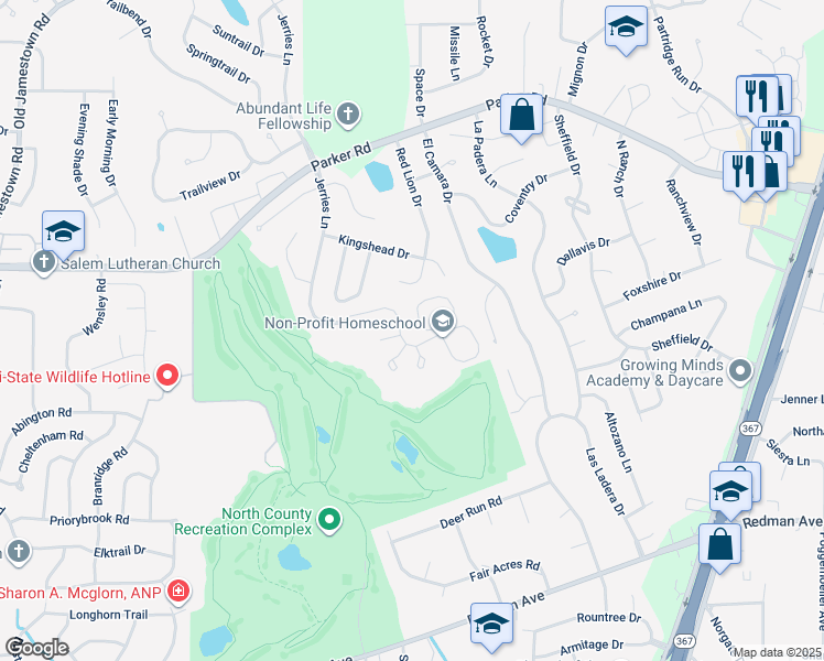 map of restaurants, bars, coffee shops, grocery stores, and more near 11922 Strand Drive in Florissant