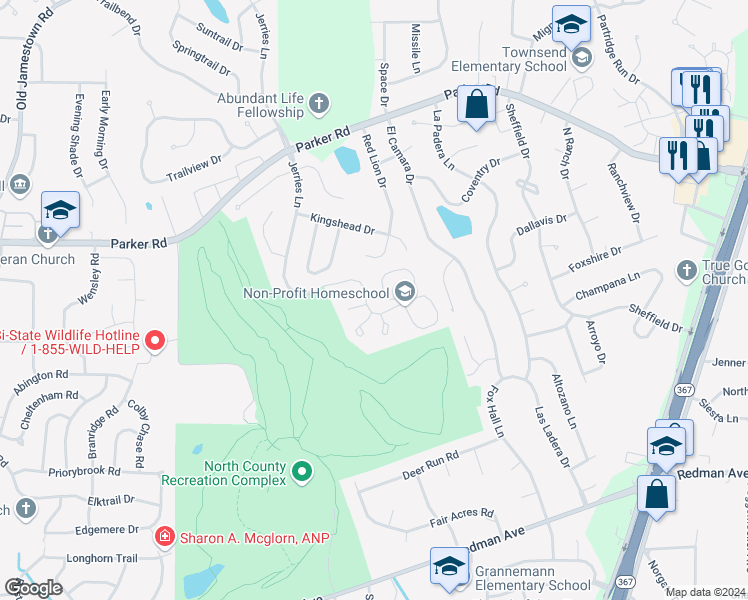 map of restaurants, bars, coffee shops, grocery stores, and more near 11922 Strand Drive in Florissant