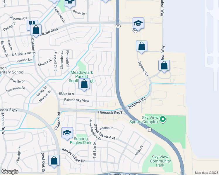 map of restaurants, bars, coffee shops, grocery stores, and more near 2818 Swale Run in Colorado Springs