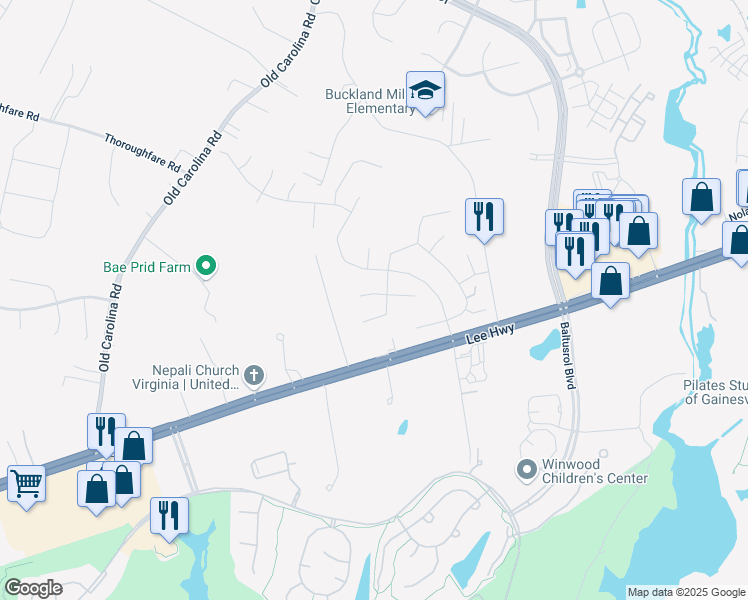 map of restaurants, bars, coffee shops, grocery stores, and more near 15205 Humbolt Bay Court in Gainesville