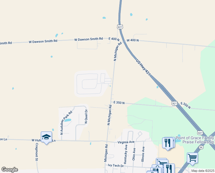 map of restaurants, bars, coffee shops, grocery stores, and more near 3600 North Michigan Road in Madison