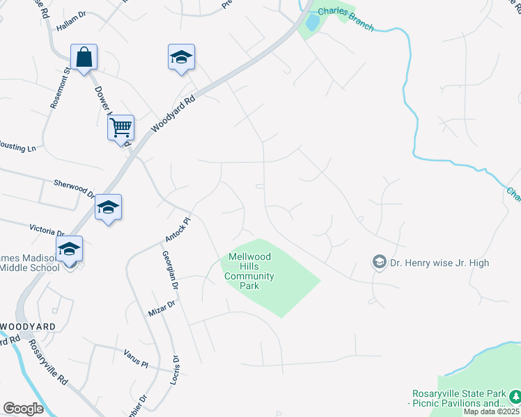 map of restaurants, bars, coffee shops, grocery stores, and more near 6917 Perrywood Road in Upper Marlboro