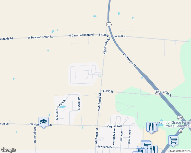 map of restaurants, bars, coffee shops, grocery stores, and more near 3600 North Michigan Road in Madison