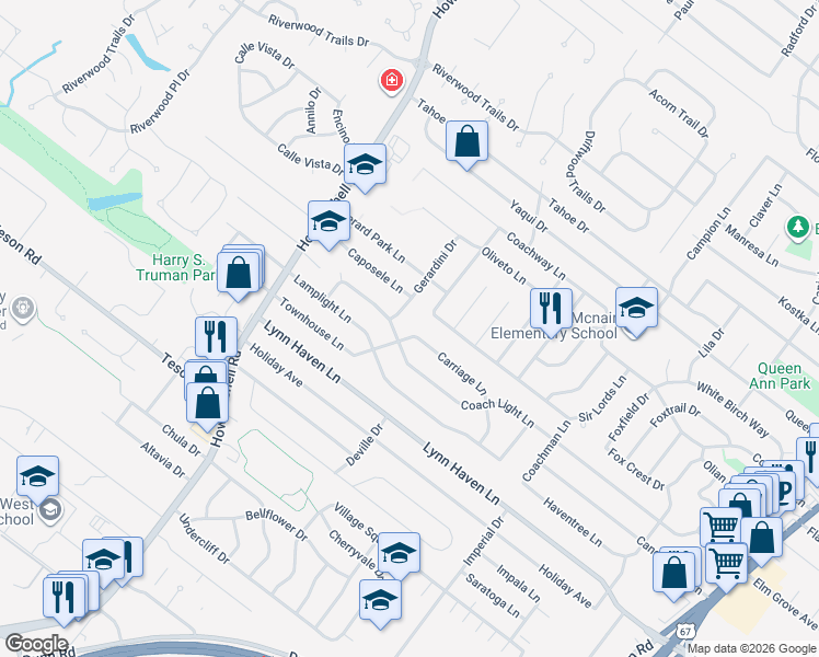 map of restaurants, bars, coffee shops, grocery stores, and more near 779 Carriage Lane in Hazelwood