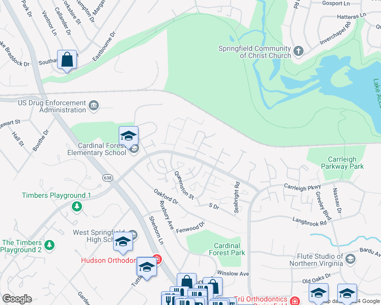 map of restaurants, bars, coffee shops, grocery stores, and more near 8418 Forrester Boulevard in Springfield