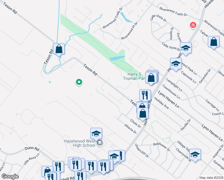 map of restaurants, bars, coffee shops, grocery stores, and more near 6721 Christina Marie Lane in Hazelwood