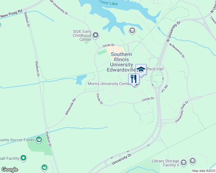 map of restaurants, bars, coffee shops, grocery stores, and more near 61 Circle Drive in Edwardsville