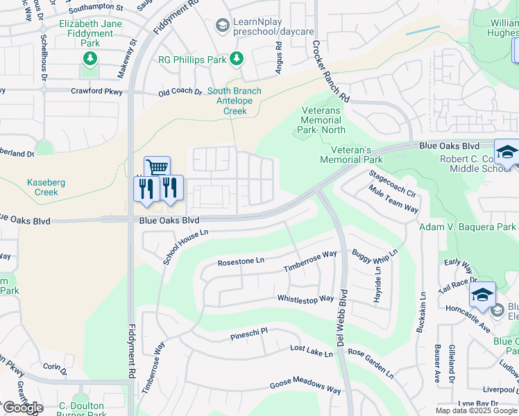 map of restaurants, bars, coffee shops, grocery stores, and more near 2057 Ellesmere Loop in Roseville