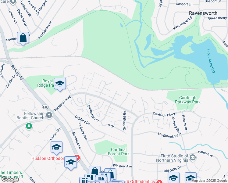 map of restaurants, bars, coffee shops, grocery stores, and more near 5900C Queenston Street in Springfield
