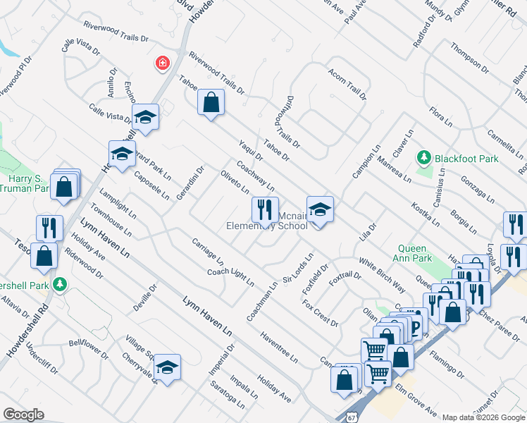map of restaurants, bars, coffee shops, grocery stores, and more near 7494 Naples Drive in Hazelwood