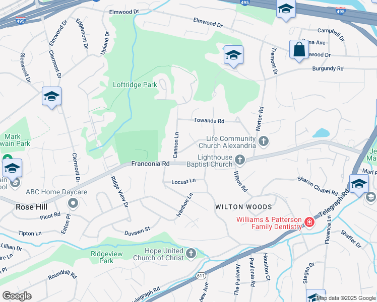 map of restaurants, bars, coffee shops, grocery stores, and more near 3905 Lakota Road in Alexandria