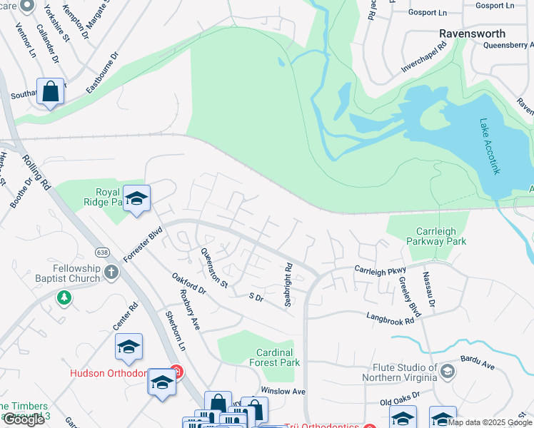 map of restaurants, bars, coffee shops, grocery stores, and more near 5900 Queenston Street in West Springfield