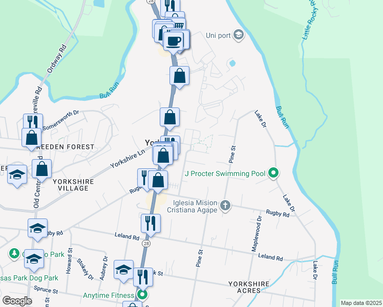 map of restaurants, bars, coffee shops, grocery stores, and more near 7617 Chestnut Street in Manassas