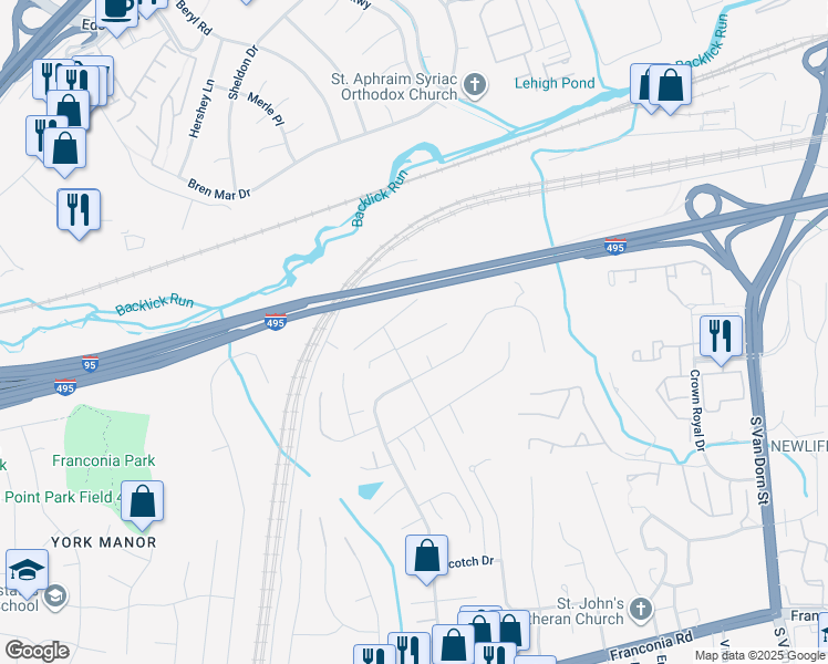 map of restaurants, bars, coffee shops, grocery stores, and more near 6170 Howells Road in Alexandria