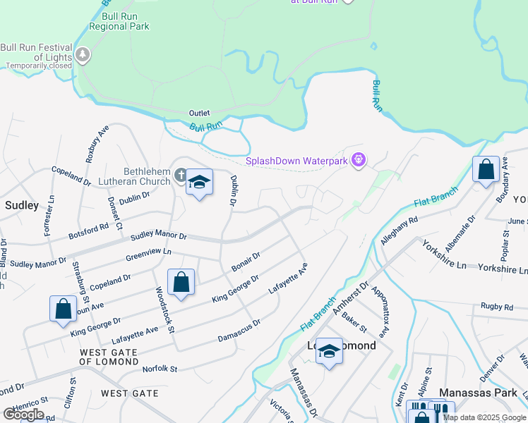 map of restaurants, bars, coffee shops, grocery stores, and more near 9398 Lafayette Avenue in Manassas