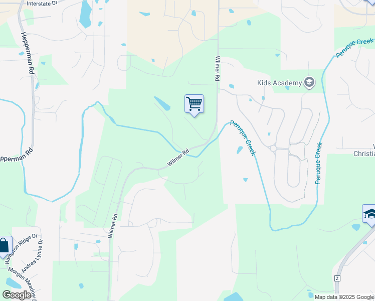 map of restaurants, bars, coffee shops, grocery stores, and more near 1462 Wilmer Road in Wentzville