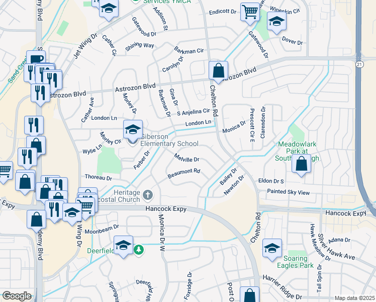map of restaurants, bars, coffee shops, grocery stores, and more near 4445 Wordsworth Circle North in Colorado Springs