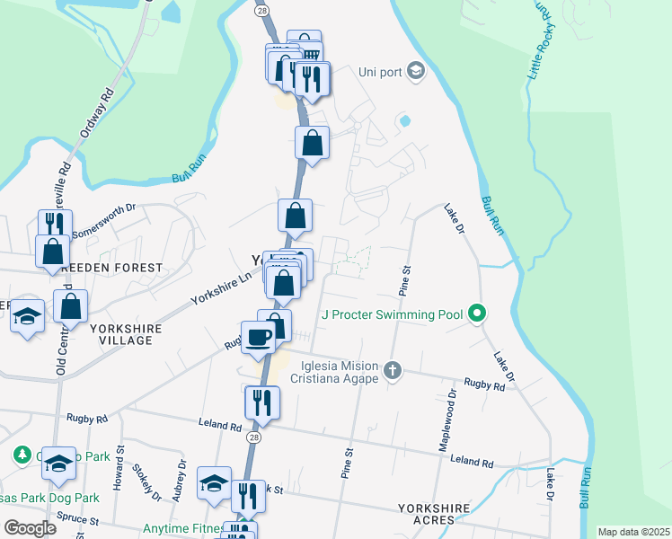 map of restaurants, bars, coffee shops, grocery stores, and more near 7362 Riding Meadow Way in Manassas