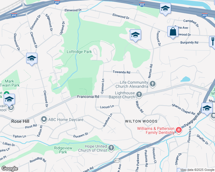 map of restaurants, bars, coffee shops, grocery stores, and more near 3904 Lakota Road in Alexandria