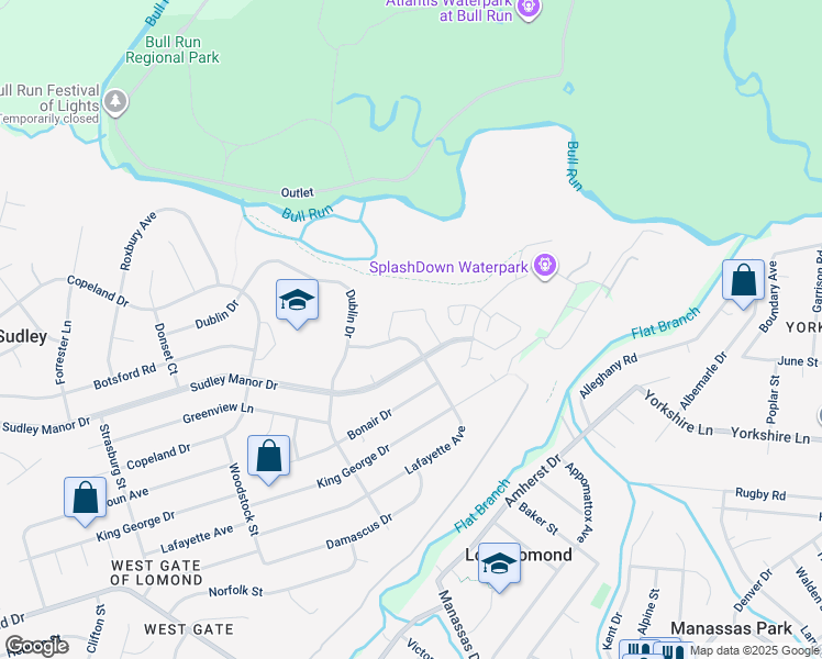 map of restaurants, bars, coffee shops, grocery stores, and more near 9563 Covington Place in Manassas