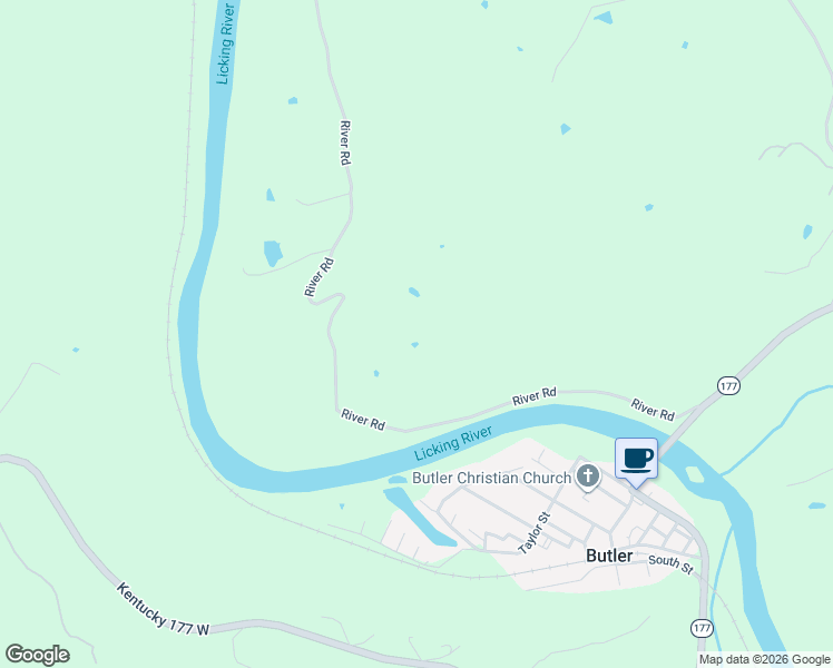 map of restaurants, bars, coffee shops, grocery stores, and more near 813 River Road in Butler