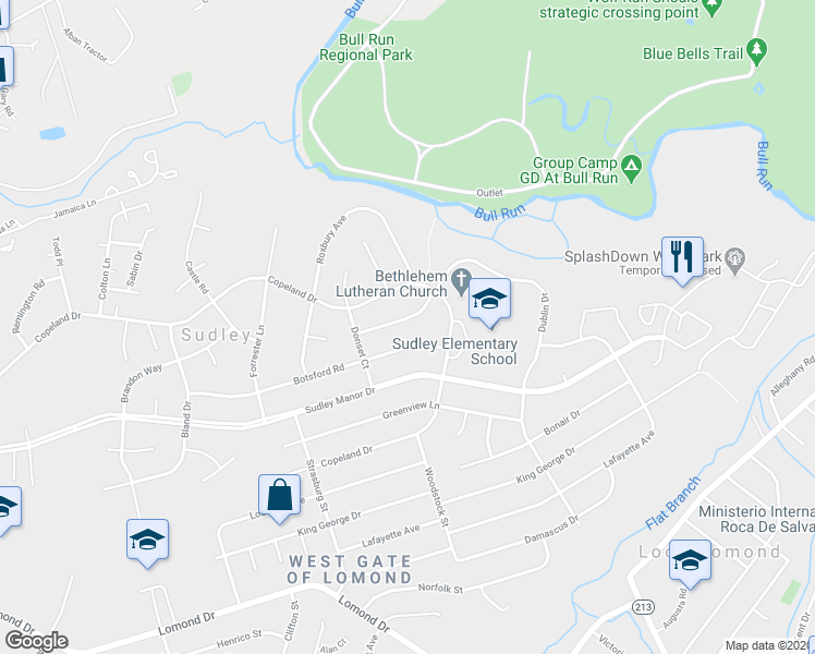 map of restaurants, bars, coffee shops, grocery stores, and more near 9719 Dublin Drive in Manassas