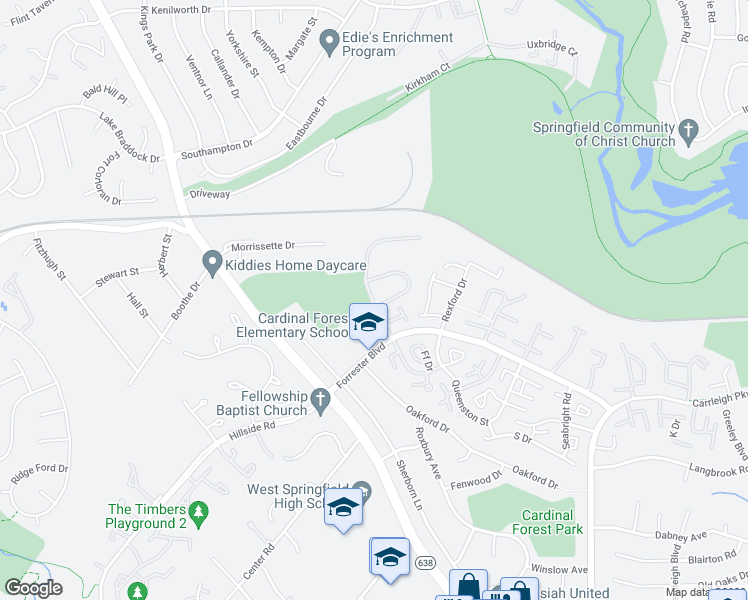 map of restaurants, bars, coffee shops, grocery stores, and more near 949 Royal Ridge Drive in West Springfield