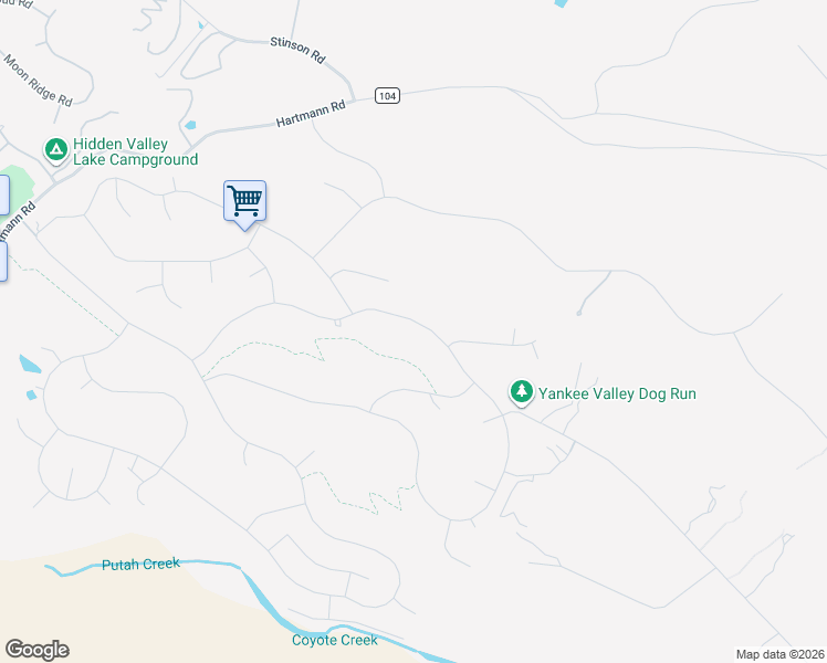 map of restaurants, bars, coffee shops, grocery stores, and more near 20033 Powder Horn Road in Hidden Valley Lake
