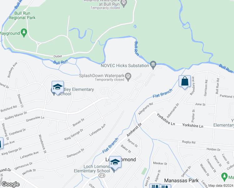map of restaurants, bars, coffee shops, grocery stores, and more near 7823 Gateshead Lane in Manassas