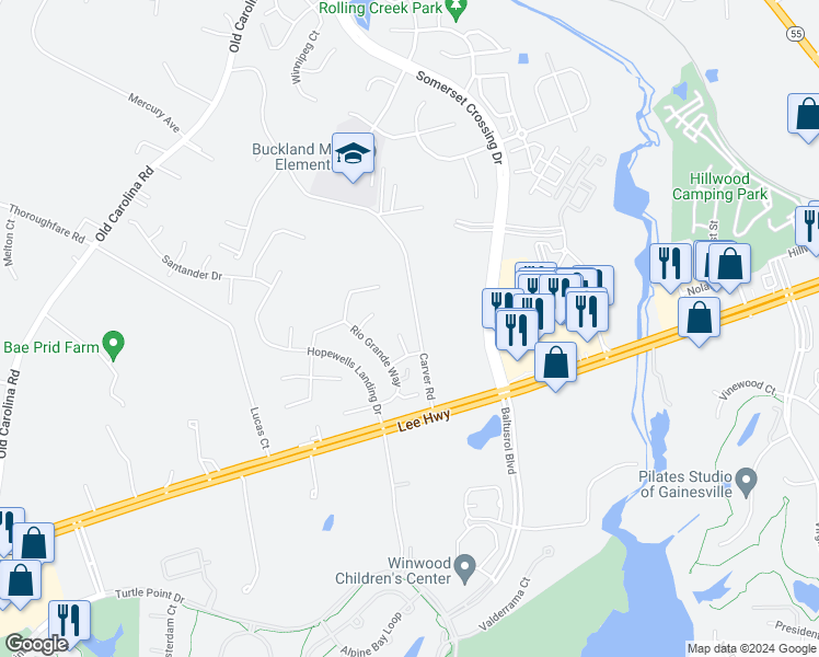map of restaurants, bars, coffee shops, grocery stores, and more near 7613 Maracaibo Court in Gainesville