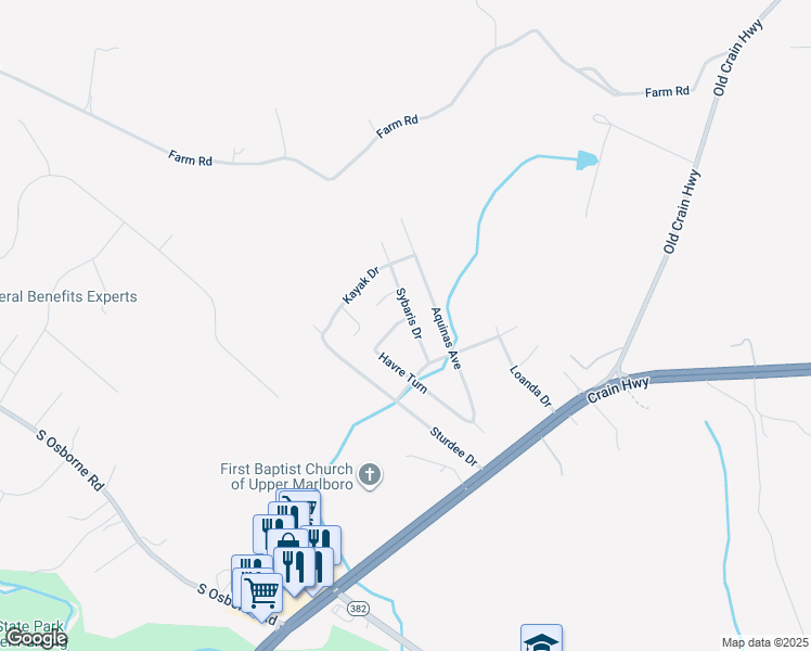 map of restaurants, bars, coffee shops, grocery stores, and more near 7200 Havre Turn in Upper Marlboro